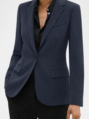 Theory Staple Blazer and Treeca Pull on Pants Both in Admiral Crepe